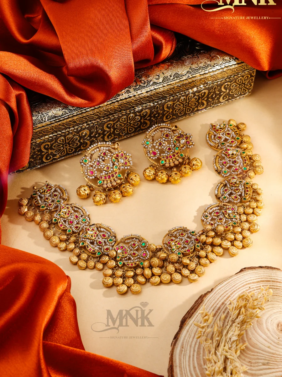 Regal Gold Bead Drop Necklace