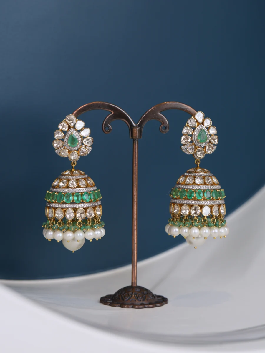 Radiant Emerald Jhumka Earrings