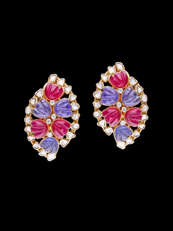 Opulent Ruby Floral Earrings