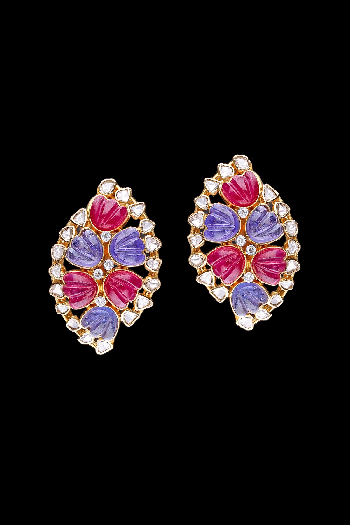 Opulent Ruby Floral Earrings