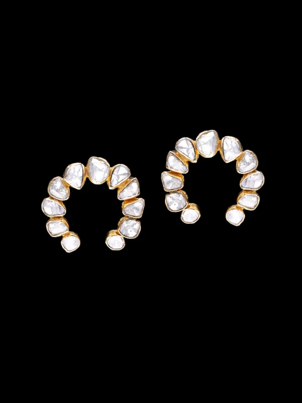 Pristine Crescent Polki Earrings