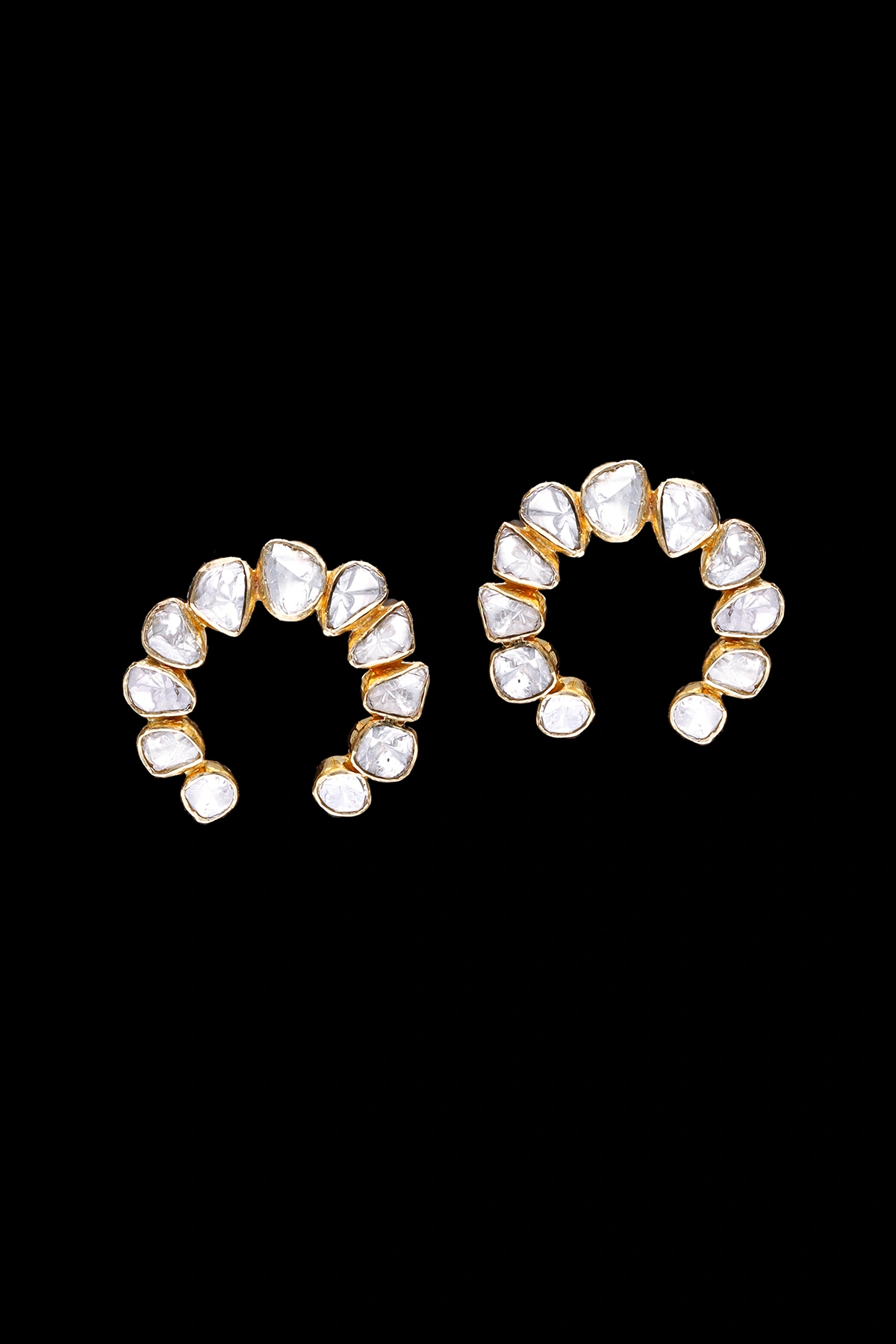 Pristine Crescent Polki Earrings